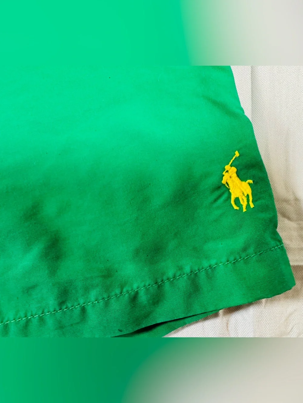 Ralph Lauren Bright Green Swim Trunks with Yellow Pony